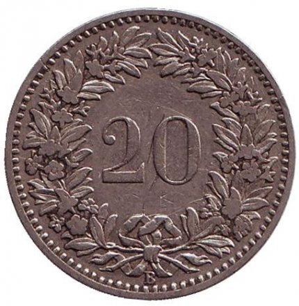 Швейцария 20 раппенов 1894 год
