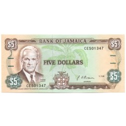 Ямайка 5 долларов 1991 год - Норман Мэнли. Здание старого парламента - UNC