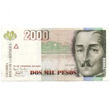 Колумбия 2000 песо 2004 год - Франсиско Сантандер - XF