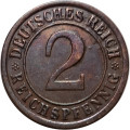 Веймарская республика 2 рейхспфеннига 1925 год (A)