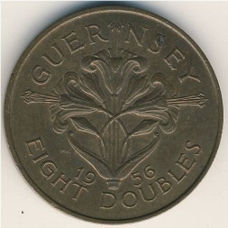 Монета Гернси 8 дублей 1956 год
