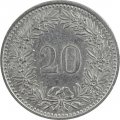 Швейцария 20 раппенов 2001 год