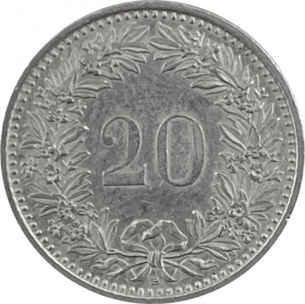 Швейцария 20 раппенов 2001 год