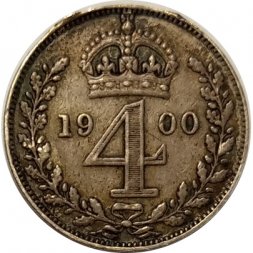 Великобритания 4 пенса 1900 год
