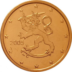 Финляндия 2 евроцента 2005 год - Герб Финляндии UNC