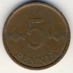Финляндия 5 пенни 1965 год