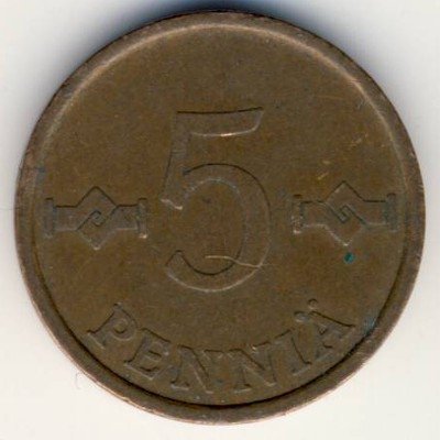 Финляндия 5 пенни 1965 год