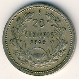Чили 20 сентаво 1940 год