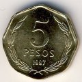 Чили 5 песо 1987 год