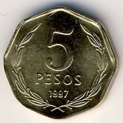 Чили 5 песо 1987 год