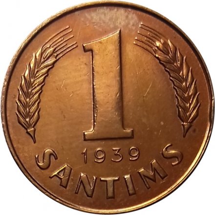 Латвия 1 сантим 1939 год