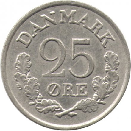 Дания 25 эре 1965 год - Король Фредерик IX