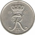 Дания 25 эре 1965 год - Король Фредерик IX