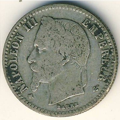 Франция 50 сантимов 1865 год