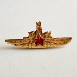 Знак "Командир подводной лодки" золотистый, малый на цанге (копия)
