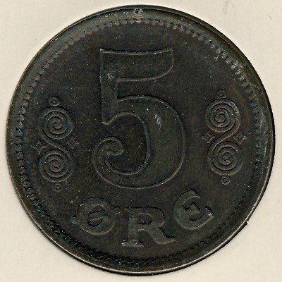Дания 5 эре 1916 год