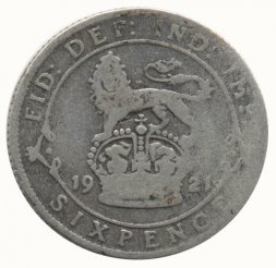 Великобритания 6 пенсов 1921 год