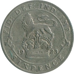 Великобритания 6 пенсов 1923 год 