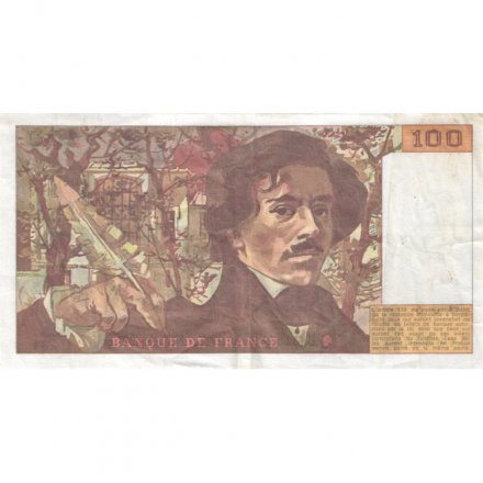 Франция 100 франков 1993 год - след от степлера - VF
