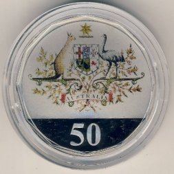 Австралия 50 центов 2001 год - 100-летие Федерации. Цветная эмаль