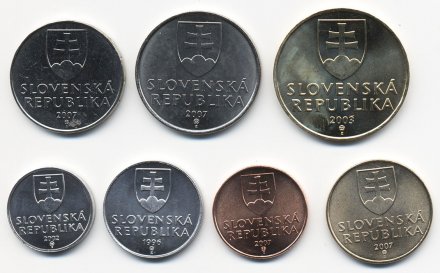 Набор из 7 монет Словакия 1996 - 2007 год