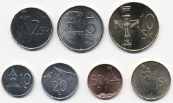 Набор из 7 монет Словакия 1996 - 2007 год