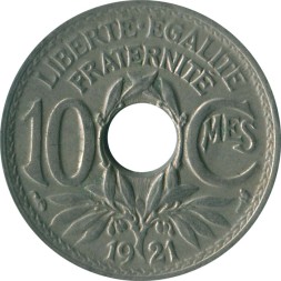 Франция 10 сантимов 1921 год 