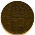 Бельгия 50 сантимов 1967 год BELGIQUE