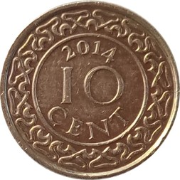 Суринам 10 центов 2014 год
