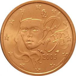 Франция 2 евроцента 2005 год UNC