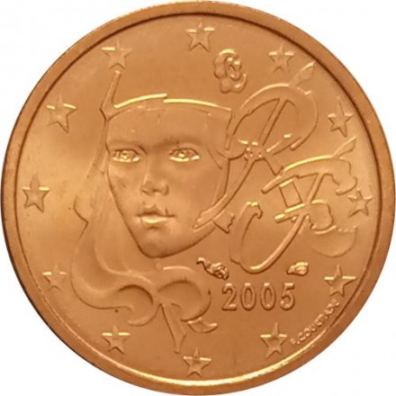 Франция 2 евроцента 2005 год UNC