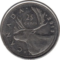 Канада 25 центов 2013 год - Карибу