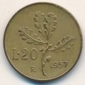 Италия 20 лир 1957 год - Республика