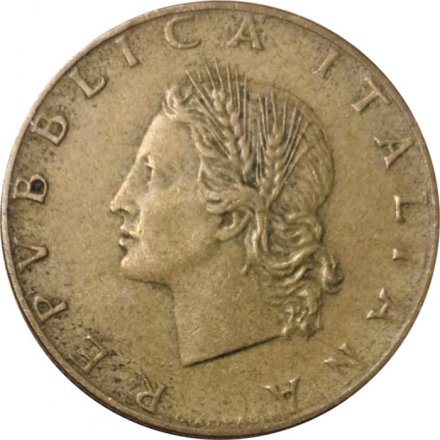 Италия 20 лир 1957 год (прямой хвостик у "7") - Дубовая ветвь