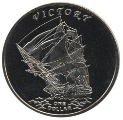 Острова Гилберта (Кирибати) 1 доллар 2014 год - Парусник Виктори