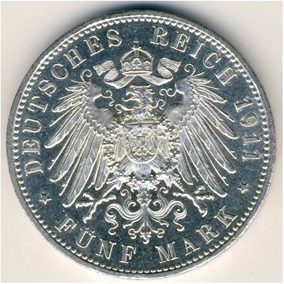 Бавария 5 марок 1911 год