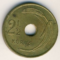 Турция 2 1/2 куруша 1949 год