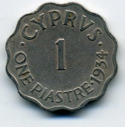 Кипр 1 пиастр 1934 год - Король Георг V
