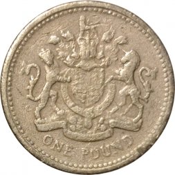 Великобритания 1 фунт 1993 год - Герб (никель-латунь) - F