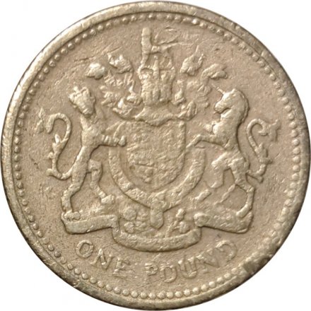 Великобритания 1 фунт 1993 год - Герб (никель-латунь) - F