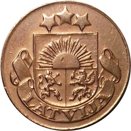 Латвия 1 сантим 1935 год - Герб