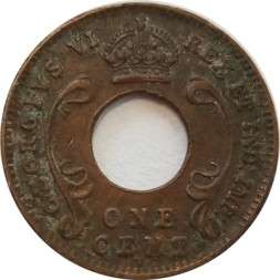 Восточная Африка 1 цент 1942 год - Георг VI (отметка монетного двора: &quot;I&quot; - Бомбей)