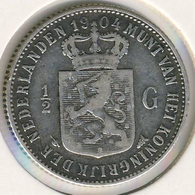 Нидерланды 1/2 гульдена 1904 год