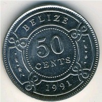 Монета Белиз 50 центов 1991 год