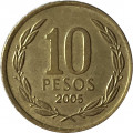 Чили 10 песо 2005 год
