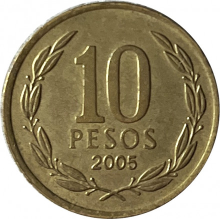 Чили 10 песо 2005 год