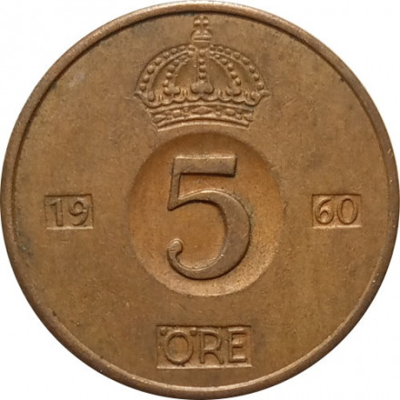 Швеция 5 эре 1960 год