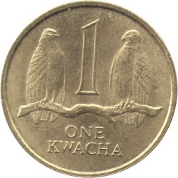 Монета Замбия 1 квача 1992 год