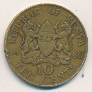 Кения 10 центов 1980 год