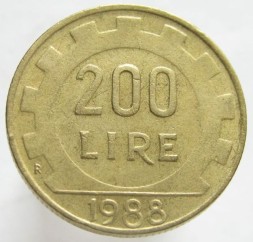 Италия 200 лир 1988 год